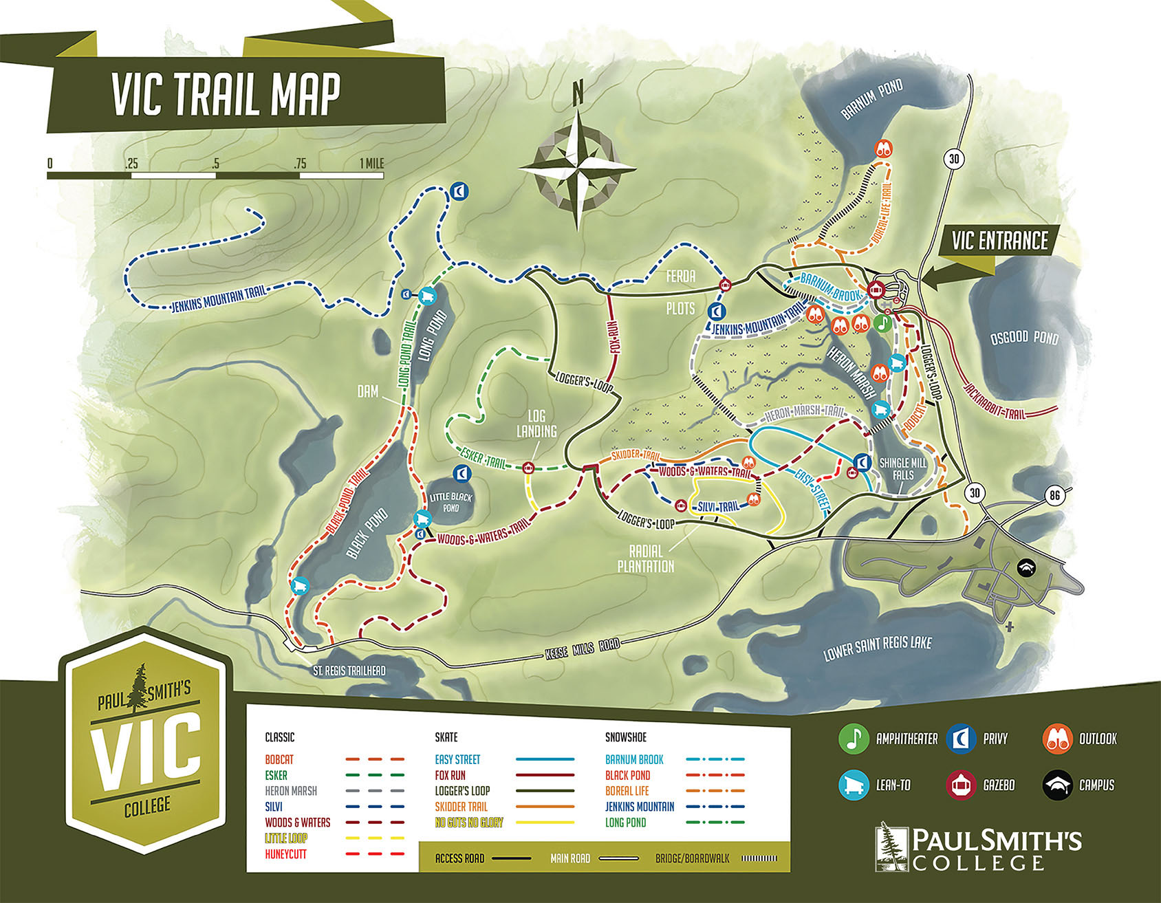 Adirondack Nature Trails: Paul Smith's College VIC Trail Map